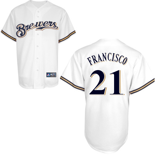 Juan Francisco #21 Youth Baseball Jersey-Milwaukee Brewers Authentic Home White Cool Base MLB Jersey